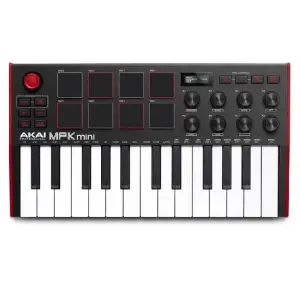 Akai MPK Mini MK3 – كيبورد ميدي احترافي صغير بـ 25 مفتاحًا – إصدار باللون الأسود لإنتاج الموسيقى