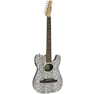 Fender 0968715026 6-String Acoustic Electric Guitar White Paysley Telacoustic