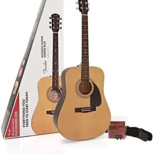 Fender FA-115 Acoustic Guitar Pack – Beginner full-size Dreadnought Bundle for Right-Handed Players